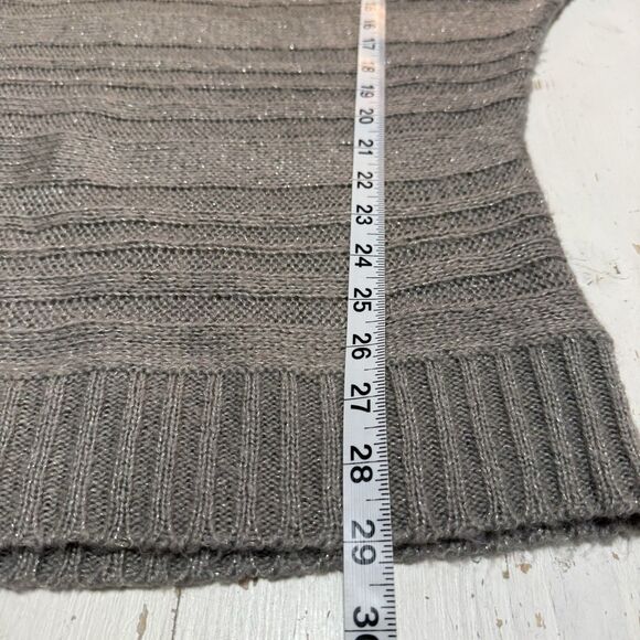 Max Studio Cable Knit Sweater XL Dolman Sleeve Silver Gray Metallic Winter Fall - Picture 10 of 11